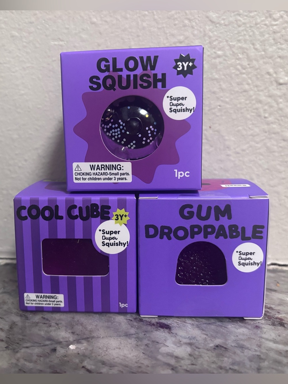 J’adore Glow Squish Cool Cube Gum Droppable Purple Bundle